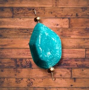 Green Amazonite Stone Charm Pendant With Gold Accents